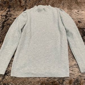 Madewell Womens XXS (Re)sourced Plush Mockneck Puff-Sleeve Top NB512